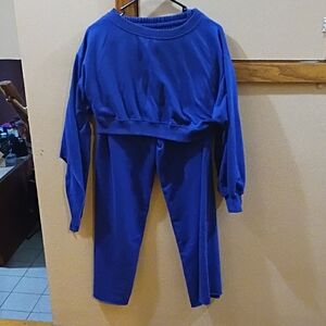 Blue Long Sleeve Sweatshirt and Pants Set